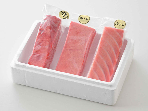 本まぐろセット (柵どり) 大トロ・中トロ・赤身
